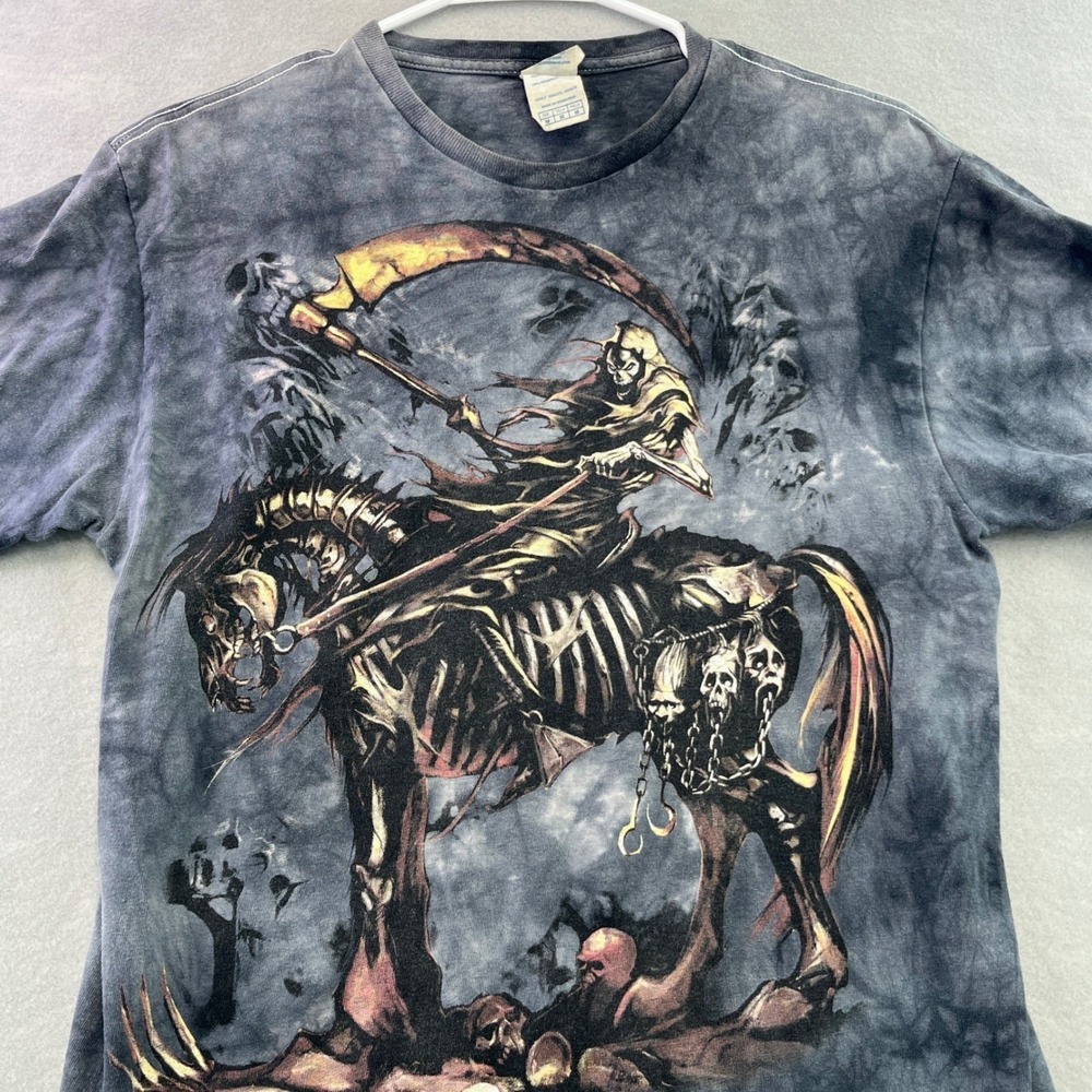 Delta Proweight T-Shirt Mens Medium Gray grim Reaper Skeleton Tie Dye Tee